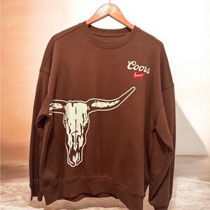 NEW Brown Graphic Crewneck Sweatshirt Size S